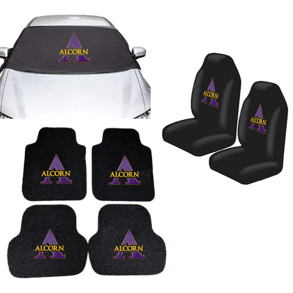 Alcorn State Braves NCAA Car Front Windshield Cover Seat Cover Floor Mats