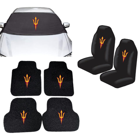 Arizona State Sun Devils NCAA Car Front Windshield Cover Seat Cover Floor Mats