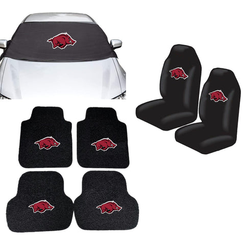 Arkansas Razorbacks NCAA Car Front Windshield Cover Seat Cover Floor Mats