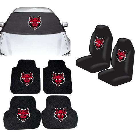 Arkansas State Red Wolves NCAA Car Front Windshield Cover Seat Cover Floor Mats