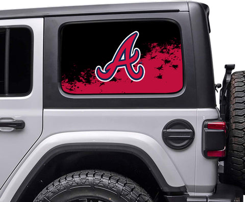 Atlanta Braves MLB Rear Side Quarter Window Vinyl Decal Stickers Fits Jeep Wrangler