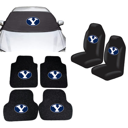 BYU Cougars NCAA Car Front Windshield Cover Seat Cover Floor Mats