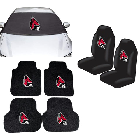 Ball State Cardinals NCAA Car Front Windshield Cover Seat Cover Floor Mats