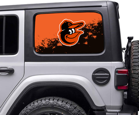 Baltimore Orioless MLB Rear Side Quarter Window Vinyl Decal Stickers Fits Jeep Wrangler