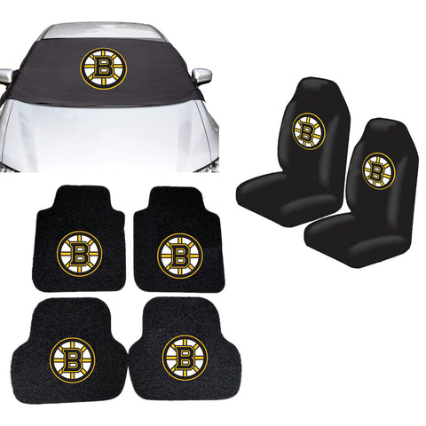 Boston Bruins NHL Car Front Windshield Cover Seat Cover Floor Mats