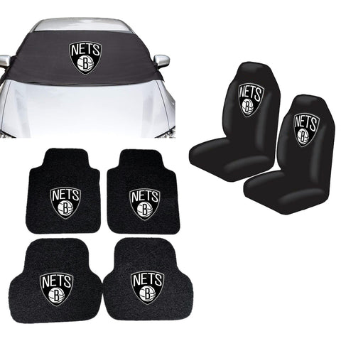 Brooklyn Nets NBA Car Front Windshield Cover Seat Cover Floor Mats