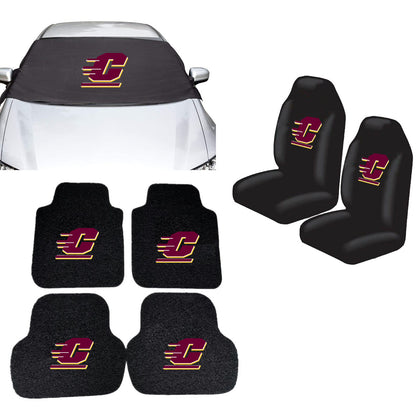 Central Michigan Chippewas NCAA Car Front Windshield Cover Seat Cover Floor Mats