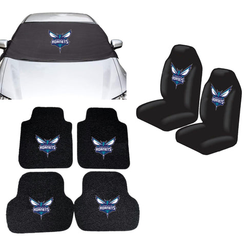 Charlotte Hornets NBA Car Front Windshield Cover Seat Cover Floor Mats
