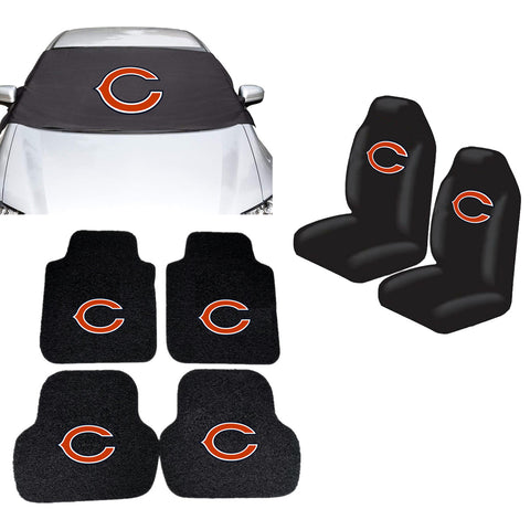 Chicago Bears NFL Car Front Windshield Cover Seat Cover Floor Mats
