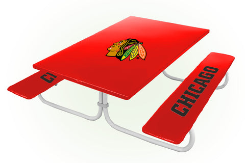 Chicago Blackhawks NHL Picnic Table Bench Chair Set Outdoor Cover