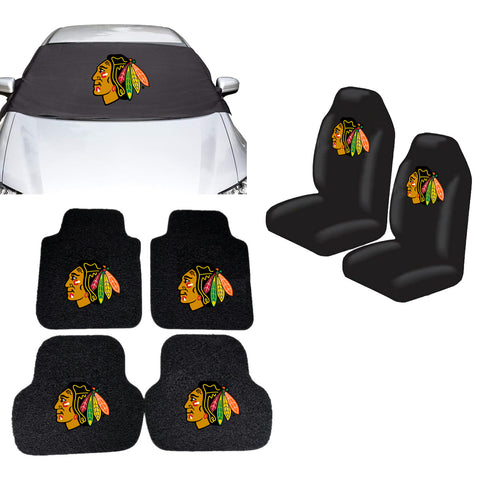 Chicago Blackhawks NHL Car Front Windshield Cover Seat Cover Floor Mats