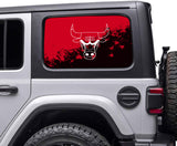 Chicago Bulls NBA Rear Side Quarter Window Vinyl Decal Stickers Fits Jeep Wrangler