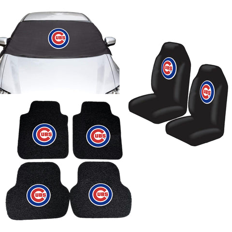 Chicago Cubs MLB Car Front Windshield Cover Seat Cover Floor Mats