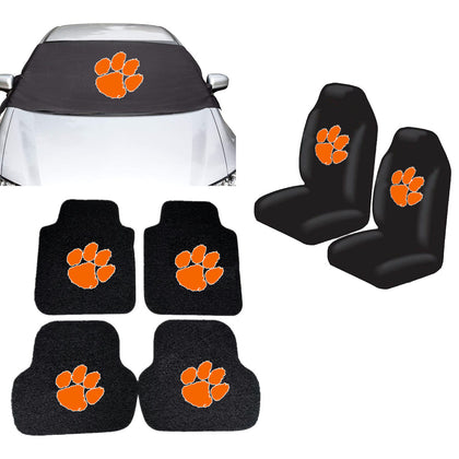 Clemson Tigers NCAA Car Front Windshield Cover Seat Cover Floor Mats