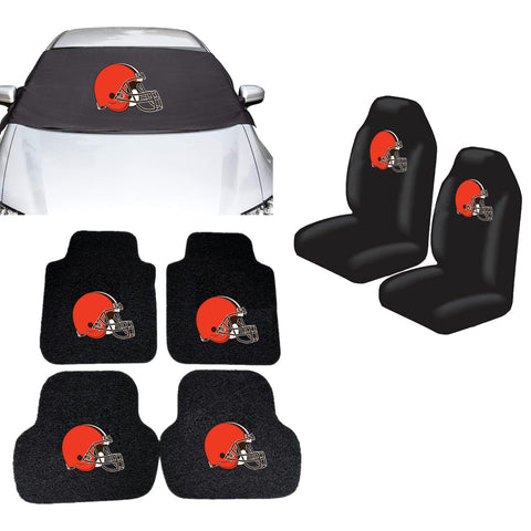 Cleveland Browns NFL Car Front Windshield Cover Seat Cover Floor Mats