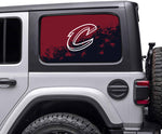 Cleveland Cavaliers NBA Rear Side Quarter Window Vinyl Decal Stickers Fits Jeep Wrangler