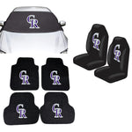 Colorado Rockies MLB Car Front Windshield Cover Seat Cover Floor Mats
