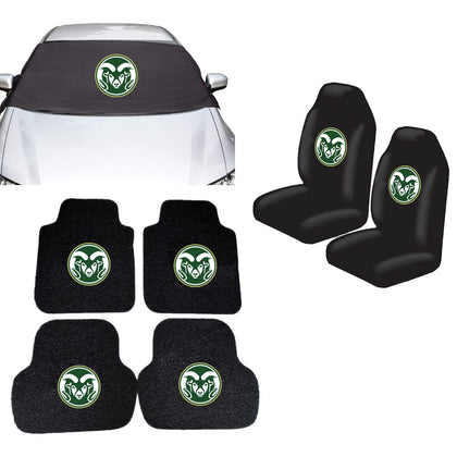 Colorado State Rams NCAA Car Front Windshield Cover Seat Cover Floor Mats