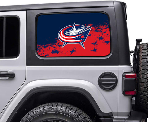 Columbus Blue Jackets NHL Rear Side Quarter Window Vinyl Decal Stickers Fits Jeep Wrangler