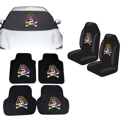 East Carolina Pirates NCAA Car Front Windshield Cover Seat Cover Floor Mats