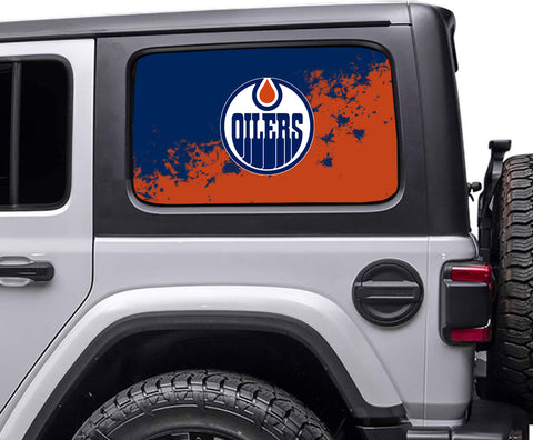 Edmonton Oilers NHL Rear Side Quarter Window Vinyl Decal Stickers Fits Jeep Wrangler