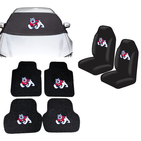 Fresno State Bulldogs NCAA Car Front Windshield Cover Seat Cover Floor Mats