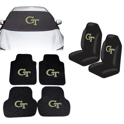 Georgia Tech Yellow Jackets NCAA Car Front Windshield Cover Seat Cover Floor Mats