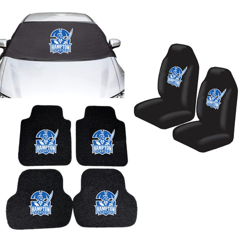 Hampton Pirates NCAA Car Front Windshield Cover Seat Cover Floor Mats
