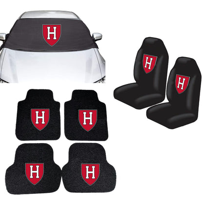 Harvard Crimson NCAA Car Front Windshield Cover Seat Cover Floor Mats