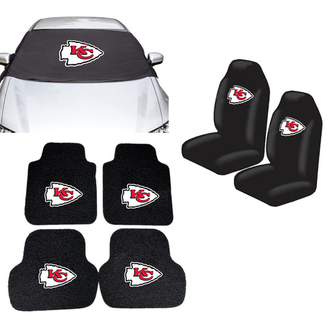 Kansas City Chiefs NFL Car Front Windshield Cover Seat Cover Floor Mats