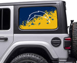 Los Angeles Chargers NFL Rear Side Quarter Window Vinyl Decal Stickers Fits Jeep Wrangler