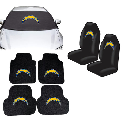 Los Angeles Chargers NFL Car Front Windshield Cover Seat Cover Floor Mats