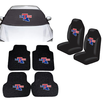 Louisiana Tech Bulldogs NCAA Car Front Windshield Cover Seat Cover Floor Mats