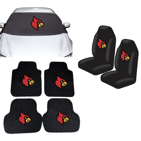 Louisville Cardinals NCAA Car Front Windshield Cover Seat Cover Floor Mats