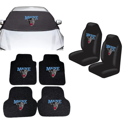 Maine Black Bears NCAA Car Front Windshield Cover Seat Cover Floor Mats
