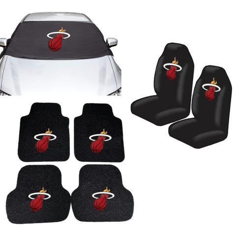 Miami Heat NBA Car Front Windshield Cover Seat Cover Floor Mats