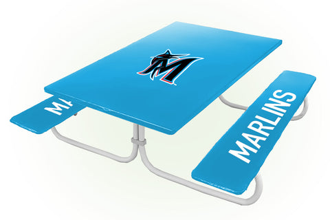Miami Marlins MLB Picnic Table Bench Chair Set Outdoor Cover