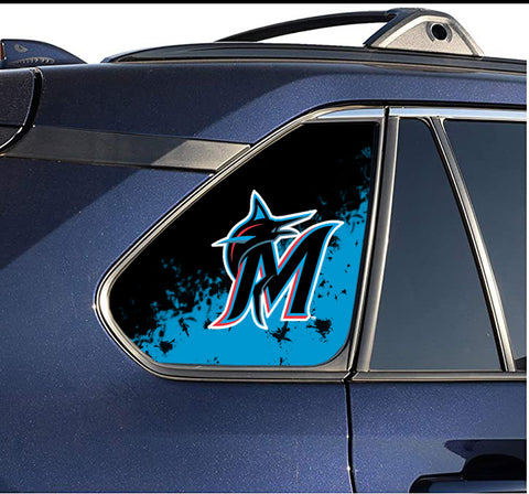 Miami Marlins MLB Rear Side Quarter Window Vinyl Decal Stickers Fits Toyota Rav4