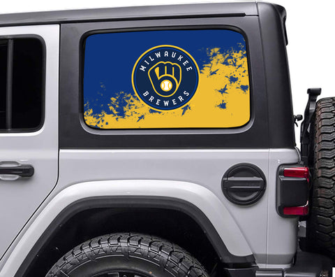Milwaukee Brewers MLB Rear Side Quarter Window Vinyl Decal Stickers Fits Jeep Wrangler