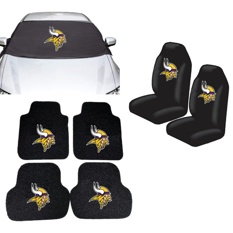Minnesota Vikings NFL Car Front Windshield Cover Seat Cover Floor Mats