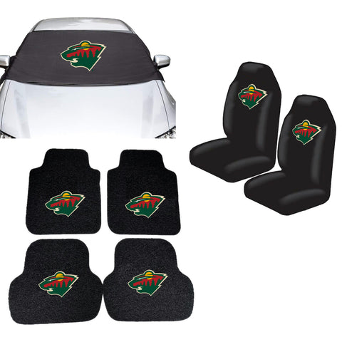 Minnesota Wild NHL Car Front Windshield Cover Seat Cover Floor Mats