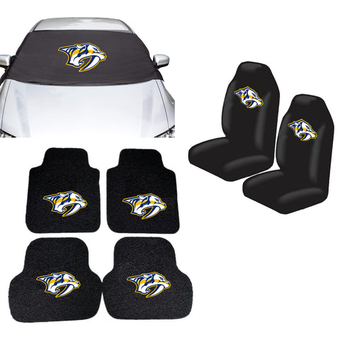 Nashville Predators NHL Car Front Windshield Cover Seat Cover Floor Mats