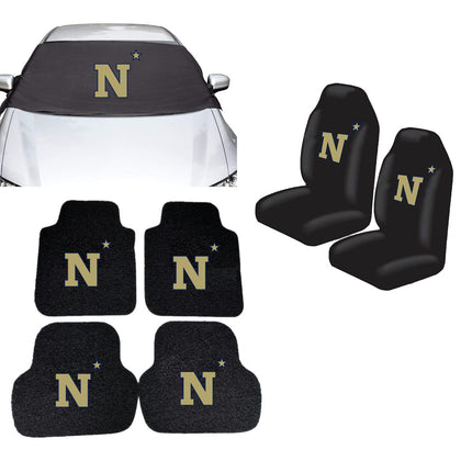 Navy Midshipmen NCAA Car Front Windshield Cover Seat Cover Floor Mats