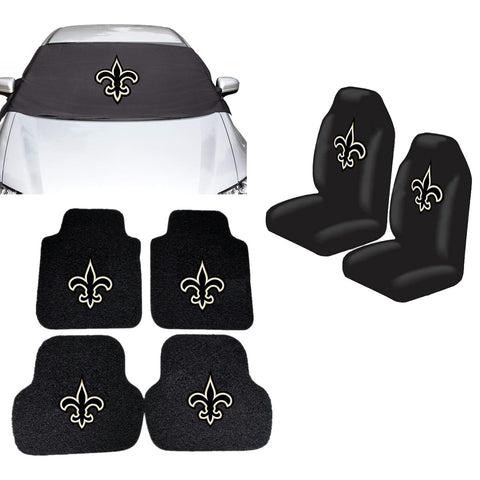 New Orleans Saints NFL Car Front Windshield Cover Seat Cover Floor Mats
