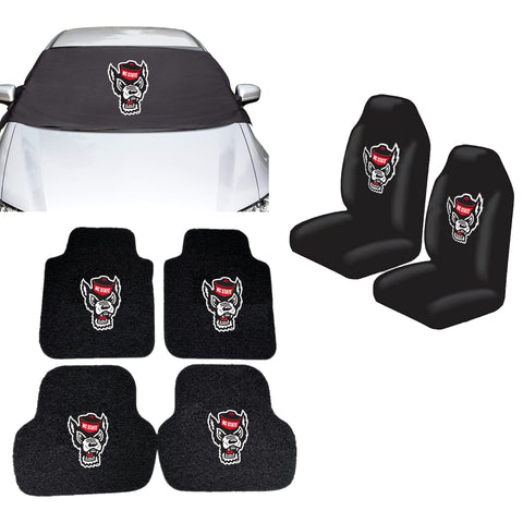 North Carolina State Wolfpack NCAA Car Front Windshield Cover Seat Cover Floor Mats