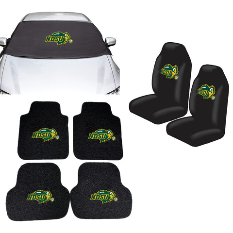 North Dakota State Bison NCAA Car Front Windshield Cover Seat Cover Floor Mats