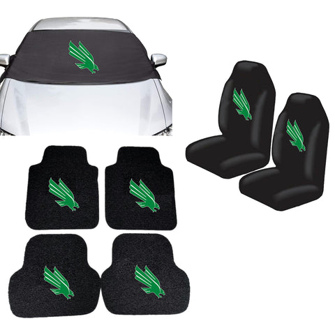North Texas Mean Green NCAA Car Front Windshield Cover Seat Cover Floor Mats