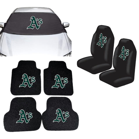 Oakland Athletics MLB Car Front Windshield Cover Seat Cover Floor Mats