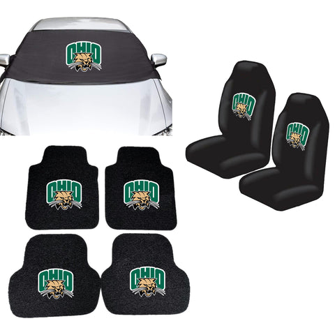 Ohio Bobcats NCAA Car Front Windshield Cover Seat Cover Floor Mats