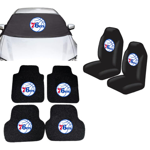 Philadelphia 76ers NBA Car Front Windshield Cover Seat Cover Floor Mats